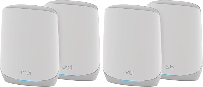 NETGEAR Orbi Whole Home Tri-Band WiFi 6 Mesh NetworkSystem (RBK752P)-Router with 1 Satellite Extender,Security Features,Coverage upto 5000 sq. ft.,75 Devices,AX5200 802.11ax (Upto 5.2Gbps) (Pack of 4)