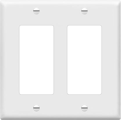 ENERLITES Decorator Light Switch or Receptacle Outlet Wall Plate, Gloss Finish, Size 2-Gang 4.50" x 4.57", Unbreakable Polycarbonate Thermoplastic, UL Listed, 8832-W, White