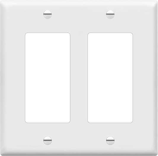 ENERLITES Decorator Light Switch or Receptacle Outlet Wall Plate, Gloss Finish, Size 2-Gang 4.50" x 4.57", Unbreakable Polycarbonate Thermoplastic, UL Listed, 8832-W, White