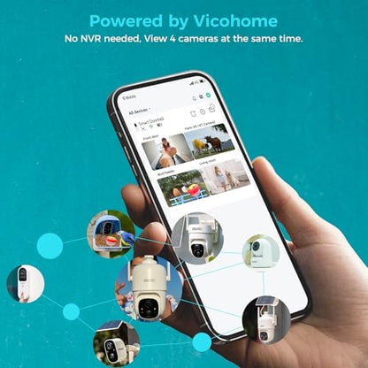 CG6S Security Camera and DB3 2K Smart Video Doorbell with Chime,Battery Powered,Easy to Setup,PIR Motion Detection,Two Way Audio, Audible Flashlight Siren,2.4GHz Wi-Fi Color Night Vision, 180 Days Exc