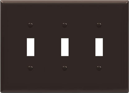 ENERLITES Triple Light Switch Wall Plate, Toggle Switch Plate, Gloss Finish, 3-Gang Mid-Size 4.88" x 6.77", Unbreakable Polycarbonate Thermoplastic, UL Listed, 8813M-BR, Brown