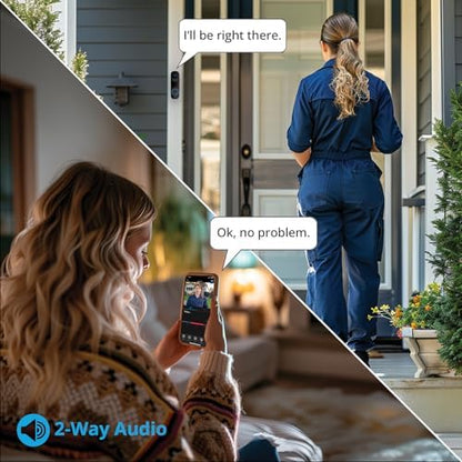 Night Owl 2K Battery Wi-Fi Smart Dual-Powered Video Doorbell - Black