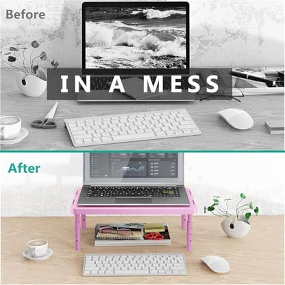 WALI Computer Monitor Stand for Desk, Adjustable Laptop Riser, up to 44 lbs