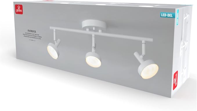 Globe Electric 64000008 19" 3-Light 22.5W Dimmable LED Integrated Track Lighting, Matte White, Lighting for Kitchen, Bathroom, Bedroom, or Dining Room, Living Room Ceiling Lights, Light Fixture