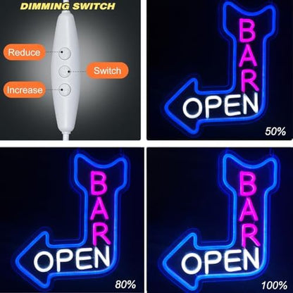 Bar Open Neon Sign Open Arrow Neon Light