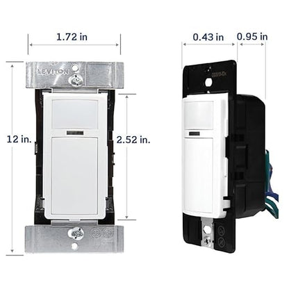 Leviton PIR Smart Occupancy Sensor Switch, 120-277VAC, 50/60Hz; App Configurable with the Smart Sensor App, LED Nightlight, ODS15-IDW, White