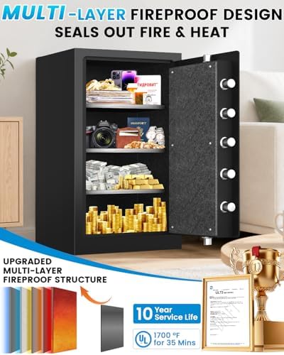 [2026 Upgraded] 35 Mins Heavy Duty Fireproof Safe, 7.5 Cuft Home Safe
