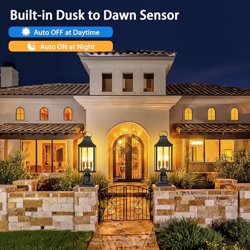 18.62'' Dusk to Dawn Post Light Outdoor, Large 3-Light Lamp Post Light
