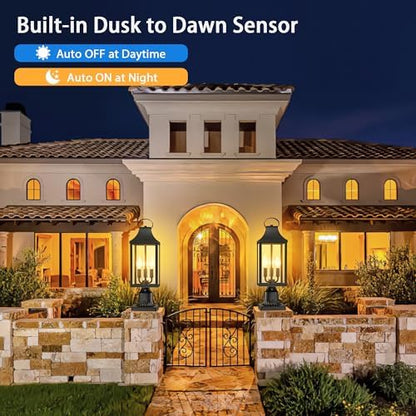 18.62'' Dusk to Dawn Post Light Outdoor, Large 3-Light Lamp Post Light