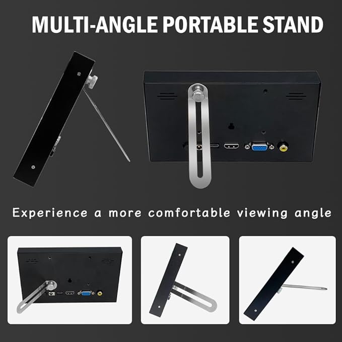 7 Inch Mini Monitor HDMI, Portable Vga Monitor with AV BNC 1024×600 LCD Screen with Built-in Speakers,IPS Multi-Function Small Display for Raspberry Pi PC/TV/DVD/CVBS