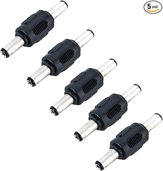 5PCS Lime2018 DC Male to Male Connector 5.5mm x 2.1mm 12V 5A Power Cable Jack Adapter，DC Power Jack Plug Adapter for CCTV Home Security Surveillance