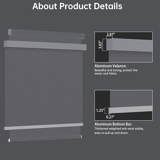 Motorized Blinds with Remote, Blackout Smart Blinds for Windows Automatic Shades Compatible with Alexa, Motorized Shades Customized for Bedroom Home Office (Blackout-Fabric Light Grey)