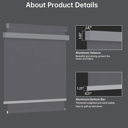 Motorized Blinds with Remote, Blackout Smart Blinds for Windows Automatic Shades Compatible with Alexa, Motorized Shades Customized for Bedroom Home Office (Blackout-Fabric Light Grey)