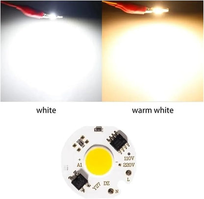 6Pcs/lot LED 3W 5W 7W 10W 12W COB Chip Lamp 220V Smart IC No Need Driver LED Bulb for Flood Light Cold White Warm White(Warm White,220V_12W)