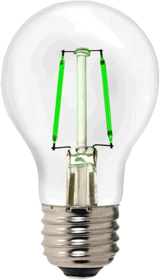 Diodesy- A19 LED Colored Green Filament Light Bulb 4W 110 Lumens Dimmable E26 Medium Base Pack of 3- Decorative Edison Clear Glass for Porch Christmas Party Bar Décor Home
