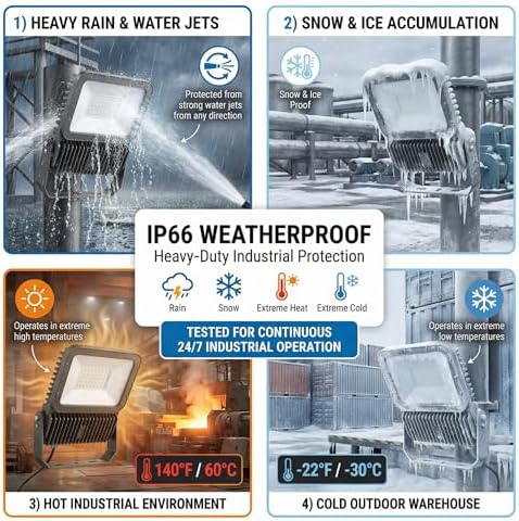 XXBSAZ 200W LED Flood Lights Outdoor 25000LM 6500K Daylight, AC85-265V, IP66 Waterproof, Super Bright Commercial Stadium Lights, White Plug in Work Lights for Parking Lot Sports Tennis Courts
