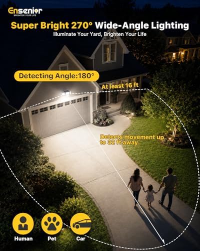 Motion Sensor Outdoor Solar Lights, Security Flood Lights 4-Head, 4-Pack