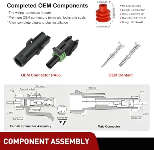 Nilight 60PCS 10 Kits 1 Pin Waterproof Automotive Electrical Connector Kit