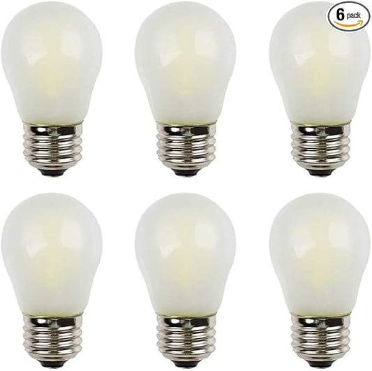 Dimmable A15 (G45) Mini Globe Bulb, 6000K Bright Cold White, 4W 400Lm Filament LED Tungsten Bulb, Frosted Glass Cover, E26 Base, 40W Incandescent Equivalent, 6 Pack