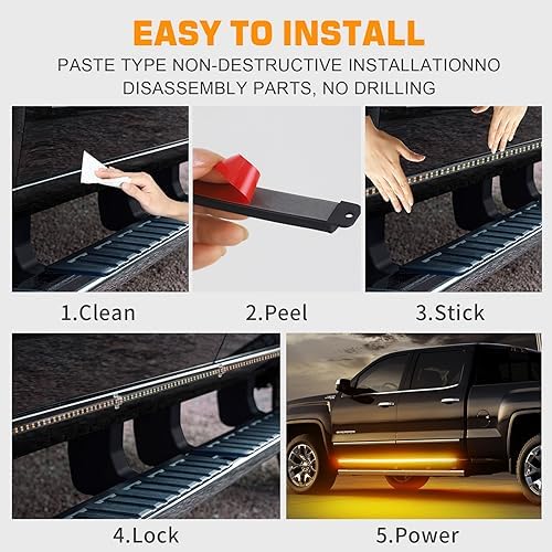 XRIDONSEN 2PCS 70 inch Running Board Emergency Lights Amber Strobe Lights