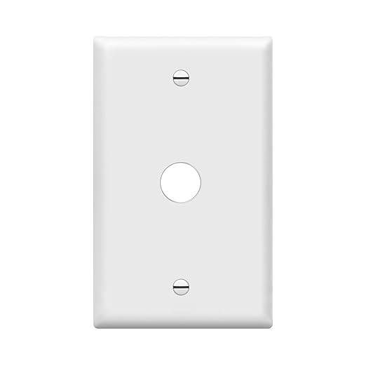 ENERLITES 1 Gang 0.406 Inch Hole Telephone/Cable Wall Cover, Fade Resistant Unbreakable Polycarbonate with Smooth Surface, 8661-W White