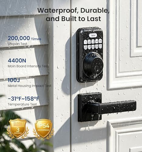 Veise DK01-B Keyless Entry Deadbolt Lock with Handle Set, Matte Black