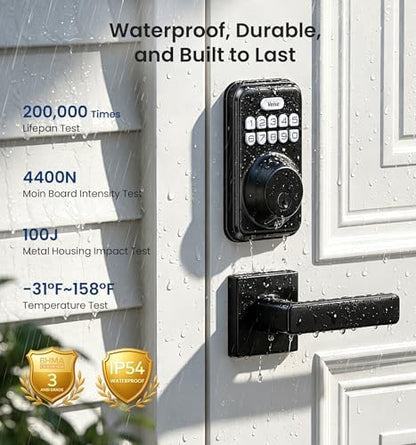 Veise DK01-B Keyless Entry Deadbolt Lock with Handle Set, Matte Black