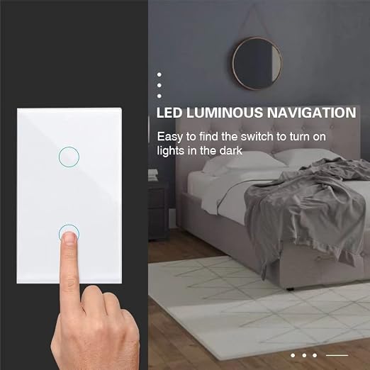 Zigbee Touch Smart Switch, Compatible with Alexa, Google Home, Hubitat, and HA, Neutral Wire Required (1 Gang, White)