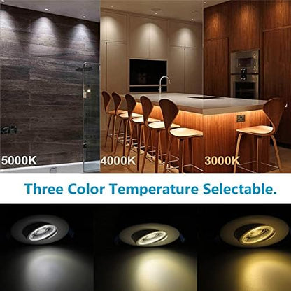 3 Inch Waterproof recessed Shower Lights, 9W COB 3 Colors Adjustable Gimbal Ceiling Recessed Lighting for Bathroom,Bedroom,Kitchen,Balcony
