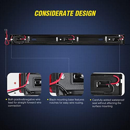 Nilight 14.2" 9 LED Trailer Light Bar, Red Clearance Marker Light