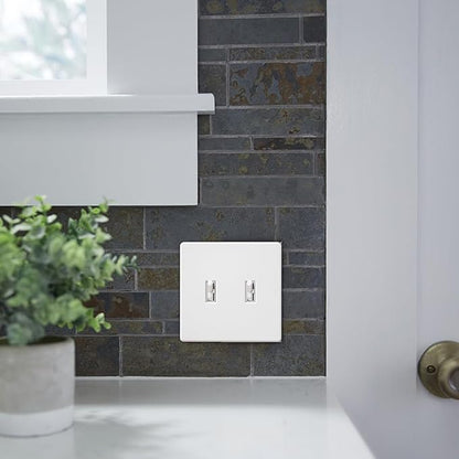 Lutron Fassada 2 Gang Wallplate for Toggle-Style Dimmers and Switches, FG-2-AL, Almond (1-Pack)