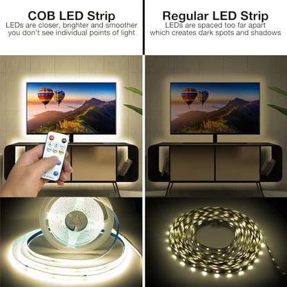 DAYBETTER COB LED Strip Lights,LED Lights for Bedroom 32.8ft,Natural White
