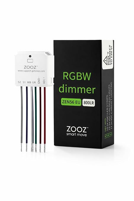 Zooz 800 Series Z-Wave Long Range RGBW Dimmer ZEN56 | for Use with 12-24 V DC Non-Smart LED Strips Only | Z-Wave Hub Required (Sold Separately)
