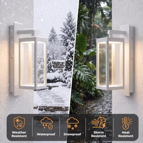 Dusk to Dawn Outdoor Wall Light, 15 Inch Waterproof LED Exterior Wall Sconce, Wall Mount Porch Lighting Fixture for Front Door, Garage, Patio, Yard & Entryway