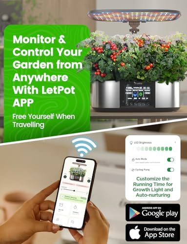 LETPOT LPH-Max 21-Pod Hydroponic Growing System Kits, Smart Indoor Garden with APP & WiFi Control, Auto Watering & Nutrient Supply, 36W Full Spectrum LED Grow Light, 7.5L Tank, Up to 30" Height