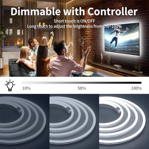 6.56FT Neon LED Strip Lights White USB Silicone LED Rope Lights