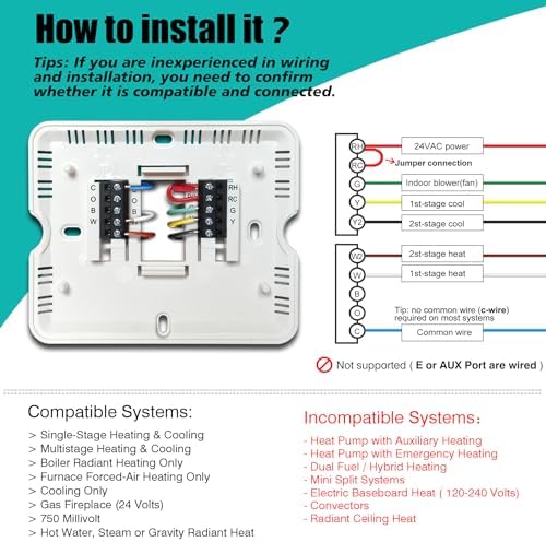 Suuwer 5-1-1 Day Programmable Thermostats for Home 2 Heat/ 2 Cool Conventional Multistage Systems