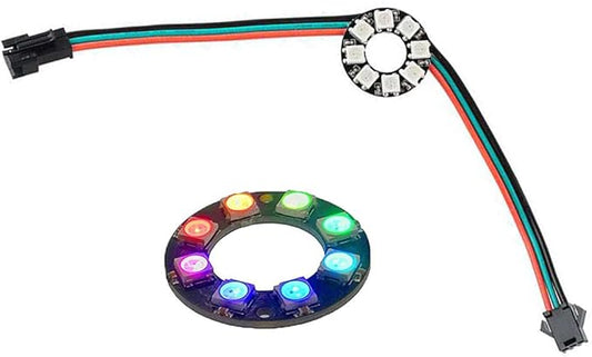 8 Bits WS2812 Addressable LED Ring with SM2.54-3P Wire, DC5V WS2812B 5050 RGB LED with Built-in Drivers Pixels Individual Controlling for Arduino Pi ESP8266 ESP32 Nodemcu (8 bits)