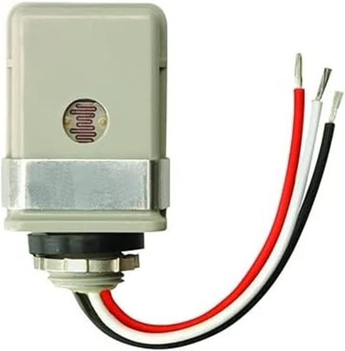 Southwire Woods Outdoor Hardwired Stem Mount Light Control Sensor - Automatic Outdoor Light - Dusk-to-Dawn Stem Mount Light Sensor - Energy Efficiency Light Controlling Device - Gray