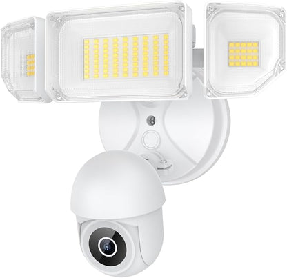 Floodlight Camera Hardwired 6500LM, 2K+ UHD Outdoor Security Camera, 360° Pan & Tilt View, AI Detection & Tracking, 24/7 Recording, Color Night Vision, 5GHz/2.4GHz WiFi, Compatible with Alexa