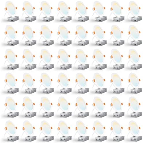 CHARKEE 48 Pack 6 Inch Ultra-Thin 5CCT LED Recessed Ceiling Light,Canless