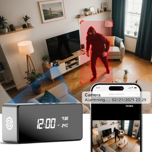 Hidden Camera Clock 4K WiFi Camera for Indoor Security, Home, Office, Store