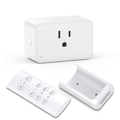 G-Homa Remote Control Outlet, Wireless Electrical Outlets Switch Plug for Household Appliances, Christmas Lights, 100FT Range, Programmable, 1875W/15A, FCC & ETL Listed (1Socket+1 Remote +1 Bracket)