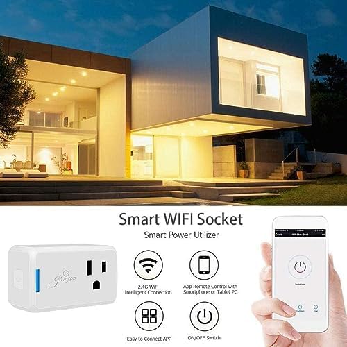 Jinvoo WiFi smart Plug, 10A 1000W Wireless Mini Socket, Timer Remote Control by app and Voice Compatible with Tuya Smart Life app Alexa and Google,no Hub Required, ETL Listed FCC Certified 4 Pack