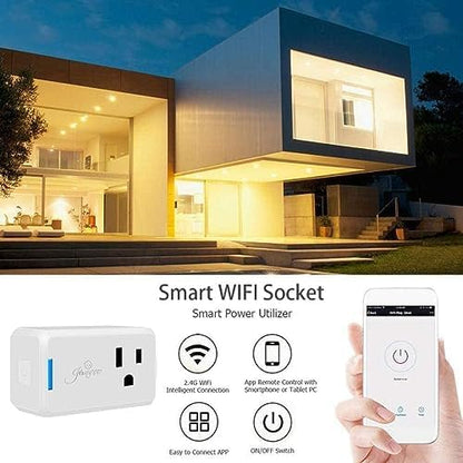 Jinvoo WiFi smart Plug, 10A 1000W Wireless Mini Socket, Timer Remote Control by app and Voice Compatible with Tuya Smart Life app Alexa and Google,no Hub Required, ETL Listed FCC Certified 4 Pack