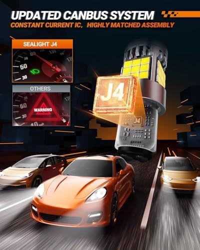 SEALIGHT 1157 LED Bulb White, Anti Hyper Flashing 7528 BAY15D LED Bulbs for Reverse Light, Turn Signal Light, Parking DRL Tail Brake Lights, 6000K White, 2 Pack