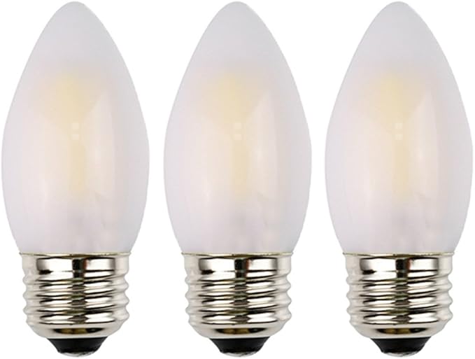 C35 LED Candelabra Bulb, 6W Dimmable, E26 Standard Base, 600LM 60W Incandescent Equivalent, 2700K Soft Warm White Light, Frosted Glass Housing, Torpedo Tip, 3-Pack