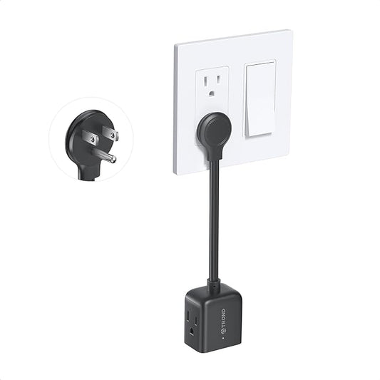 TROND Flat Outlet Extender with 6 Inch Cord - ETL Listed Multi Plug Extension Outlet Splitter, Electrical 3 Way Plug Adapter Wall Extender for Home Office Cruise Ship Travel Essentials, Black