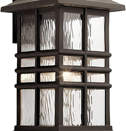 Kichler Beacon Square 17.5" 1 Light Outdoor Wall Light with Clear Hammered Glass in White
