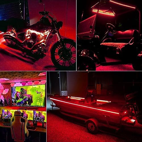 echosari LED Strip Lights Battery Powered, 90 LED Red 2835 SMD Strip Lights 9.8 Ft Cuttable Self-Adhesive Strip Lights with Remote Timer for Outdoor Indoor Party Bedroom Decoration (Pack of 3)